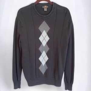 DOCKERS 100% cotton crew neck Argyle Sweater M Navy NWOT